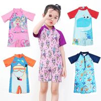 Kids Baby Swimwear Short Sleeve One-piece Swimming Wear 3-12Yrs Girls Swimsuit Boys Swim Wear Shark Dinosaur Rompers