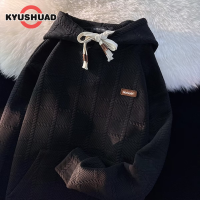 KYUSHUAD เสื้อมีฮู้ดสำหรับทุกเพศบางหลวมขนาดใหญ่สีทึบเสื้อกันหนาวมีฮู้ดเสื้อทรงทิ้งตัวสวมหัว