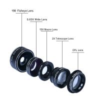 APEXEL Universal Clip 5 in 1 Fish eye Lens Wide Angle Macro 2X Teleconverter CPL Mobile Phone Lens For iPhone 6s 7 6plus Sams s8TH