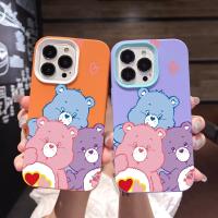 ♧▬✇ 3 in 1 เคสโทรศัพท์มือถือ ซิลิโคน ลายหมีสีรุ้ง สําหรับ iPhone 14Promax 13 12 11 7Plus 7 X Xs Max XR