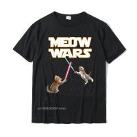 Meow Wars Funny Cat Lover Tshirt Men T Shirts Graphic Cotton T Shirt Normal