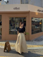 CHAWY Cotton cute skirt ?? C4201 กระโปรงยาว กระโปรงทำงาน มี 3 สี น้ำตาล ขาว ดำ