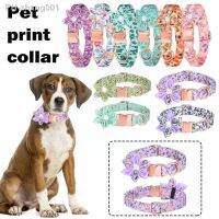 Engraved Dog Collar With Leash Nylon Printed Dog ID Collars Pet Walking Belt For Small Medium Large Dogs Flower Accessory H6I2