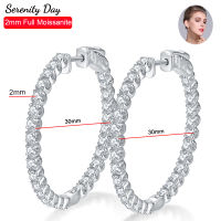 Serenity วันใหม่ล่าสุด D สี2มิลลิเมตรเต็ม Moissanite ต่างหูห่วงเงินแท้ S925 S Tud หูแผ่น Pt950เครื่องประดับสำหรับผู้หญิงของขวัญ