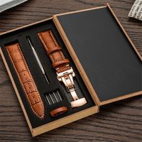 （A New Well Sell ） Genuine Leather Watch Band Strap 12/13/14/15/16/17/18/19/20/21/22/23/24 mm Watchband Stainless Steel Butterfly Clasp Bands