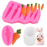 3D Easter Rabbit Silicone Mold Cute Bunny Model Carrot Fondant Cake Cookie Mould For Happy Spring Easter Party Cake Decor Tools Bread Cake  Cookie Acc