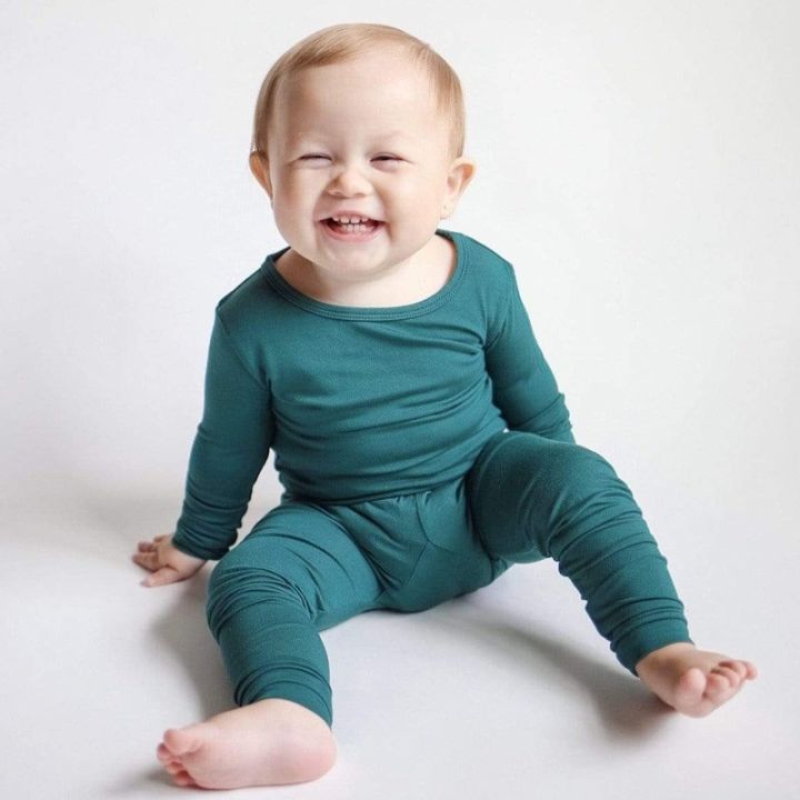 2023-bamboo-fiber-toddler-kids-pajamas-clothes-solid-hight-elasticity-breathable-sleepwear-set-for-9m-7t-boy-girl-loungewear