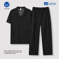 Fast Shipping MenS Pajamas Summer Cotton Short -Sleeved Thin Plus Fertilizer And Increase The Size Of