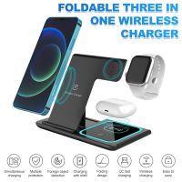 ↂ┅❀ 15W Wireless Charger Stand 3 In 1 Qi Fast Charging Station Dock for IPhone Samsung Smart Phone IWatch Apple Watch Airpods Pro