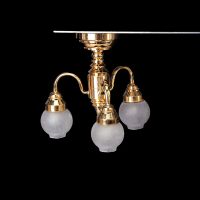 1:12 Dollhouse Brass Chandelier 3 arm Lamp LED Ceiling Lamp Glass Shade