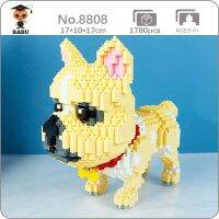 Babu 8808 Animal World Pit Bull Bulldog Dog Bone Bell Pet Doll Model Mini Diamond Blocks Bricks Building Toy for Children no Box