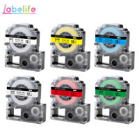 6PK label Tapes SS12KW (12mm*8m) Compatible for EPSON LW-300 LW-400 LW-600P LC-4WBN9 Printer Black on White label maker