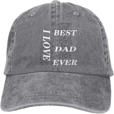 I Love Best Dad Ever Sports Denim Cap Adjustable Unisex Plain Baseball Cowboy Snapback Hat