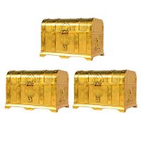 3X Pirate Treasure Chest Decorative Treasure Chest Keepsake Jewelry Box Treasure Boxes Size Electroplating Gold