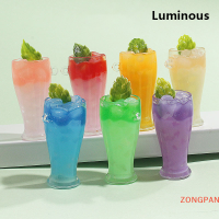 ZONGPAN ถ้วยเรซินเรืองแสงสองชั้นแบบสุ่มสีอุปกรณ์เสริมเครื่องดื่มแฟชั่นสำหรับตกแต่งบ้าน