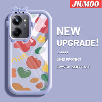 เคส JIUMOO สำหรับ Realme 10 Realme 10 Pro Plus 5G เคสแฟชั่นลายดอกไม้สวยสีสันสดใสน่ารักน้อยมอนสเตอร์กล้องนิ่มสำหรับเลนส์กันกระแทกแบบใสเคสมือถือเรียบง่ายฝาครอบป้องกันซิลิโคนความคิดสร้างสรรค์โปร่งใส