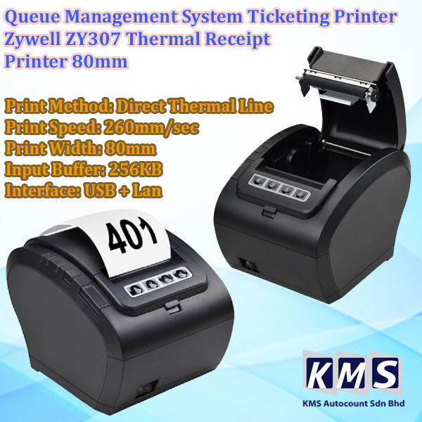 Queue Management System Ticketing Printer Zywell ZY307 Thermal Receipt Printer 80mm Lazada