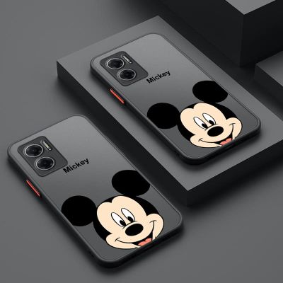 Redmi 10 5G Mickey Mouse Contrast Button Matte Plastic Casing Skin Feeling Phone Case Soft Bumper Cover