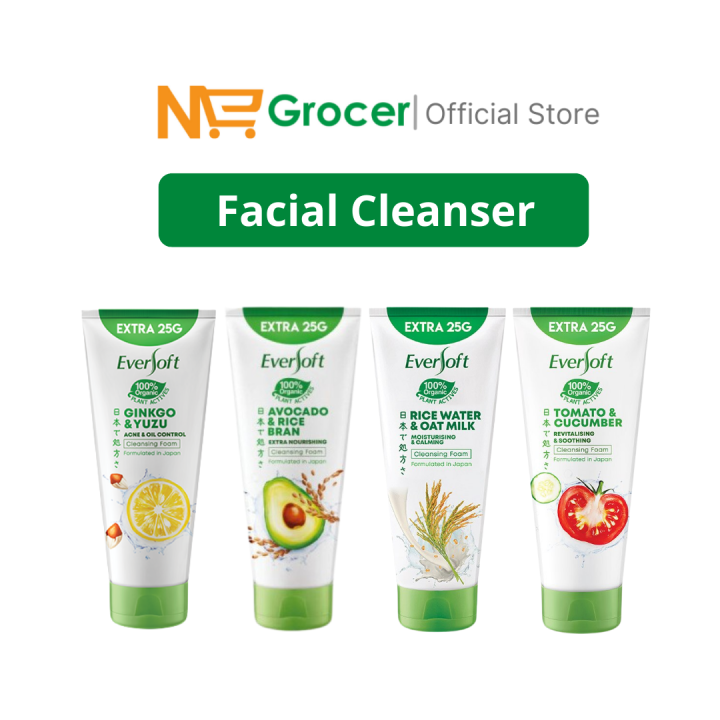 Eversoft Facial Cleanser Avocado & Rice Bran / Ginkgo & Yuzu / Tomato