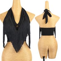 Summer Latin Dance Tops Women Halter Neck Fringed Tops Adult Sexy Performance Wear ChaCha Rumba Practice Dance Clothes DNV16077