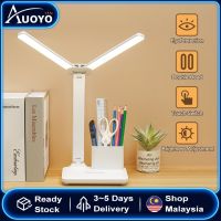 {ItalyNest shop}Auoyo ไฟห้องนอนไฟกลางคืน LED แบบพับได้ไฟตั้งโต๊ะอ่านหนังสือโคมไฟโต๊ะข้างเตียง,Pelindung Mata สวิตช์สัมผัส3โหมด