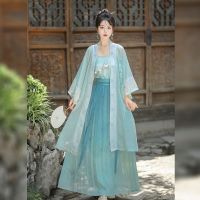 ชุด Hanfu สำหรับผู้หญิงชุด Hanfu ชุดคอสเพลย์ผู้หญิงนางฟ้าแบบปักสไตล์จีนดั้งเดิมสำหรับผู้หญิงชุดเดรสเต้นรำเวที