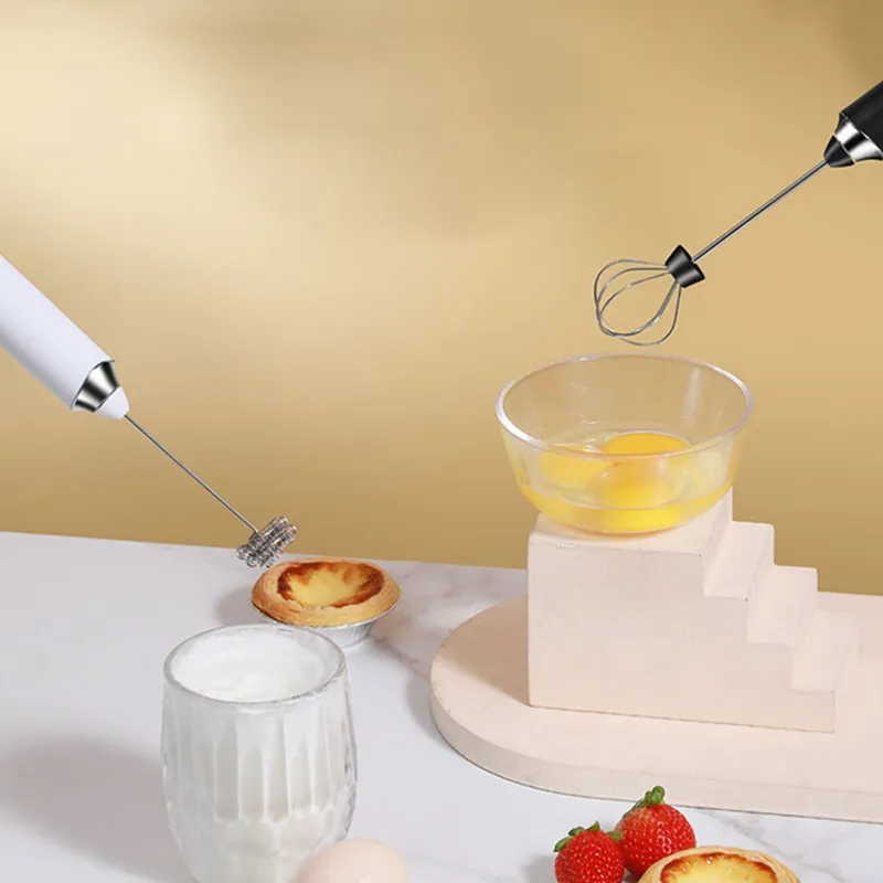 Electric Milk Frother Whisk Household Milk Shaker Mixer Foamer Food Bake  Blender White