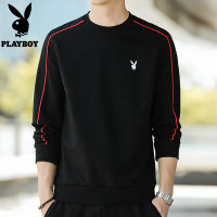 Playboy เสื้อยืดผู้ชายแขนยาวคอกลม,เสื้อสเวตเตอร์สวมหัวคอกลมใส่สบายเสื้อผ้าผู้ชายแฟชั่น