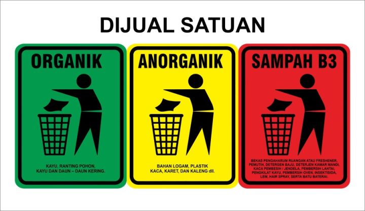 STIKER VINYL SAMPAH ORGANIK, ANORGANIK, B3 (DIJUAL SATUAN) | Lazada ...