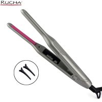 Mini Hair Curler Pencil Hair Straightener 2 in 1 Ceramic Thinnest Narrow Flat Iron with LED Display for Short Beard and Hair