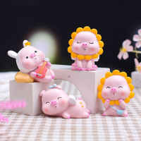 Cartoon Pig Park Figurine Garage Kits Resin Decorations Creative Cute Pig Table Decoration Birthday Gift