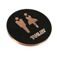 Men amp; Women Toilet Sign Restroom Bathroom Signs Diameter 16cm Circle Stick To The Glass Wall Door Rose Gold And Black