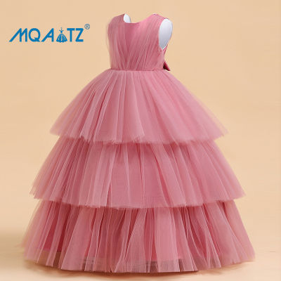 MQATZ Pluffy Kids Bridesmaid Evening Dress For Girls Children Costume Lace Princess Cake Dresses Girl Party Stage Birthday Gown 4-14 Years LP-288