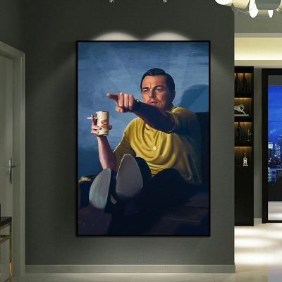 ชี้ LEO Meme ภาพวาดผ้าใบหมาป่าของ Wall Street แรงบันดาลใจโปสเตอร์และพิมพ์ภาพผนังศิลปะสำหรับห้องนั่งเล่น home Decor