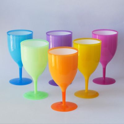 【CW】▪❈✵  6pcs/set of Frosted Plastic Wine Glasses Cocktail Goblet Bar Drinking Colorful Set