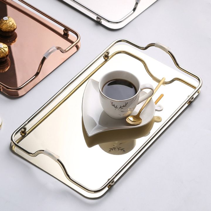 nordic-style-rectangular-stainless-steel-mirror-tray-with-handles-coffee-bar-food-serving-trays-teapot-cup-dessert-plate