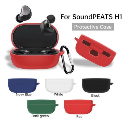 1PC Suitable For SoundPEATS H1 Case Wireless Bluetooth Protective Cover Soft Silicone Earbuds Cover For Soundpeats H1 With Hook Wireless Earbud Cases