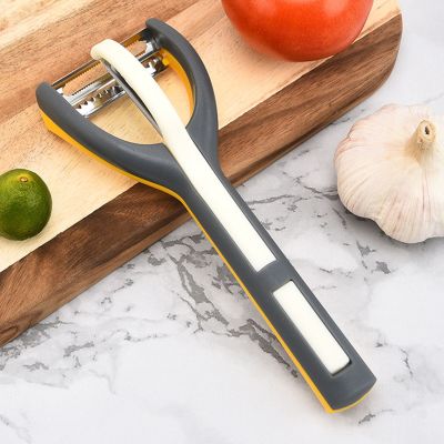 Stainless Steel Three Piece Set Peeler Household Multifunctional Melon Planer Plastic Handle Grater Kitchen Melon And Fruit Graters  Peelers Slicers