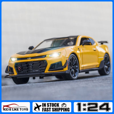 รถบรรทุกโมเดลรถยนต์โลหะหล่อ1:24รถ Bumblebee Camaro ของ KLT สำหรับ Kids Toys ยานพาหนะงานอดิเรก