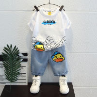 Small Yellow Duck Childrens Clothing Boy Summer Clothing 2023 New Boys Fried Street Clothes Childrens Summer Handsome Short Sleeve Suit