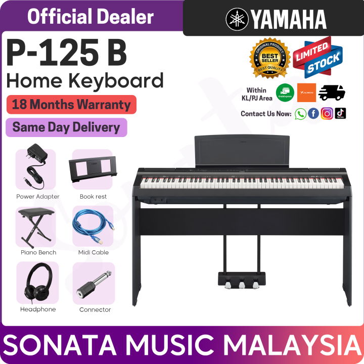 Yamaha P125 Black 88 Keys Digital Piano Package B ( P-125 / P 125 ...