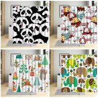 Cartoons Animals Child Shower Curtains Panda Elephant Painting Bathroom Wall Decor Kid Curtain With Hooks Waterproof Fabric Sets