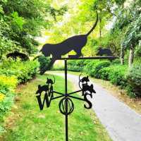 Cat Mouse Weather Vane Wind Direction Vane Wrought Iron Garden Weathervane สำหรับตกแต่งลานบ้าน