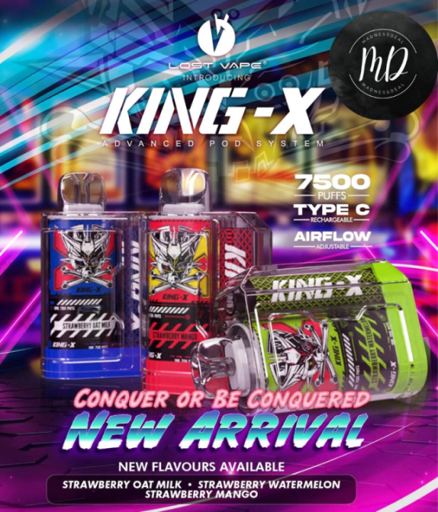 LOST VAPE KING X DISPOSABLE 7500 PUFF 18ML Usb c charging Adjustable