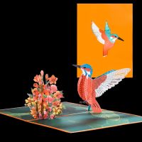 (Rui baoG)3D Pop Up Hummingbird การ์ดวันเกิดพร้อมซองจดหมายการ์ดอวยพรสัตว์ของขวัญแฮนด์เมดวันแม่ครบรอบสำหรับภรรยาผู้หญิงแม่