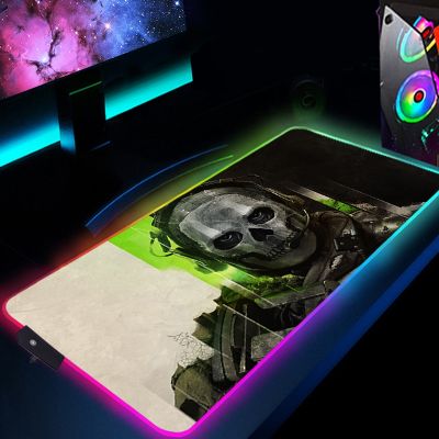 【YF】 C-Call of Duty RGB Mousepad Xxl Gaming Mouse Pad Luminous Backlight LED Pc Gamer Accessories With Wire Desk Mat Keyboard Large