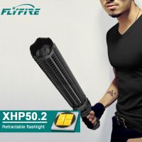 2023 Bat Type XHP50.2 Super Powerful Tactical Flashlight Led Self Defense Telescopic Bat XHP50 Waterproof Rechargeable Battery