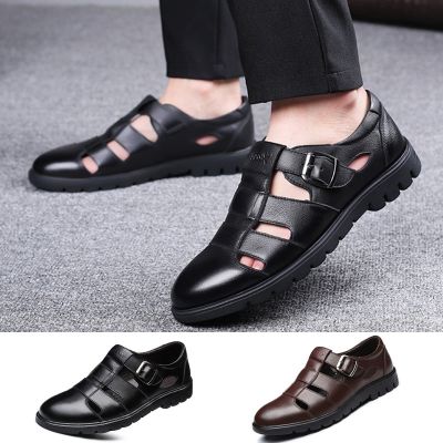 ขายดีที่สุด ioztt2023 - /✠∋ LIN Fashion Leather Hollow Out Men Sandals Shoes Breathable Outdoor Man Beach