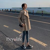 Trench Coat Womens 2020 Autumn New Little Man Korean-Style Loose-Fit Khaki Mid-Length Jacket Womens Spring and Autumn