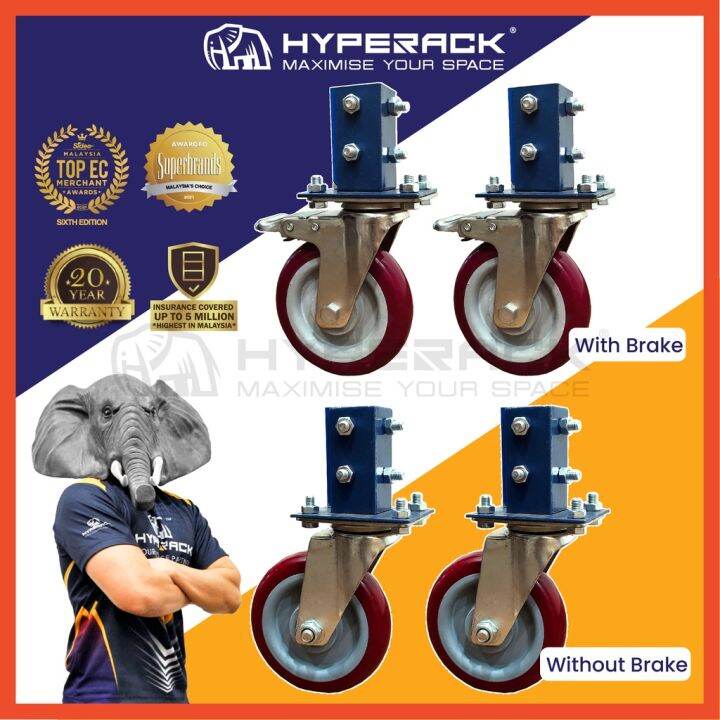 HYPERACK ™️ [High Quality] Boltless Rack Trolley Wheels Castor Wheel